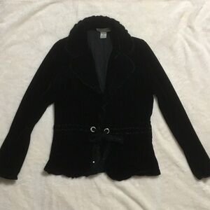 Chic Black Women's Blazer with Tie Detail